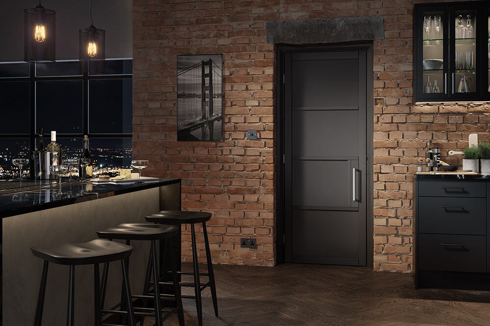 Black Chelsea 4 Panel Primed Internal Door Internal Door LPD Doors