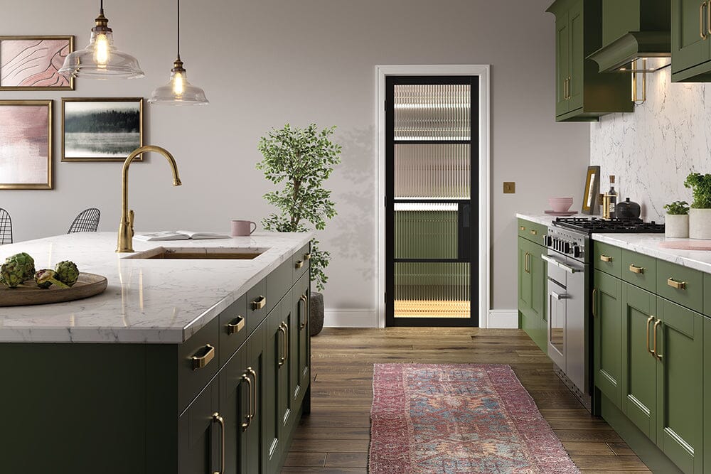 Black Chelsea 4 Light Reeded Primed Internal Door Internal Door LPD Doors