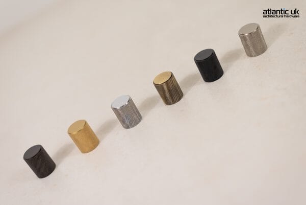 Millhouse Brass Watson Cylinder Knurled Cabinet Knob Concealed Fix in Antique Brass Cupboard Knob Atlantic