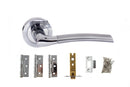 Atlantic Swell Dorpac 3" Latch, 3" x 2" Hinges x3 in Satin Chrome/Polished Chrome Door Handle Pack Atlantic