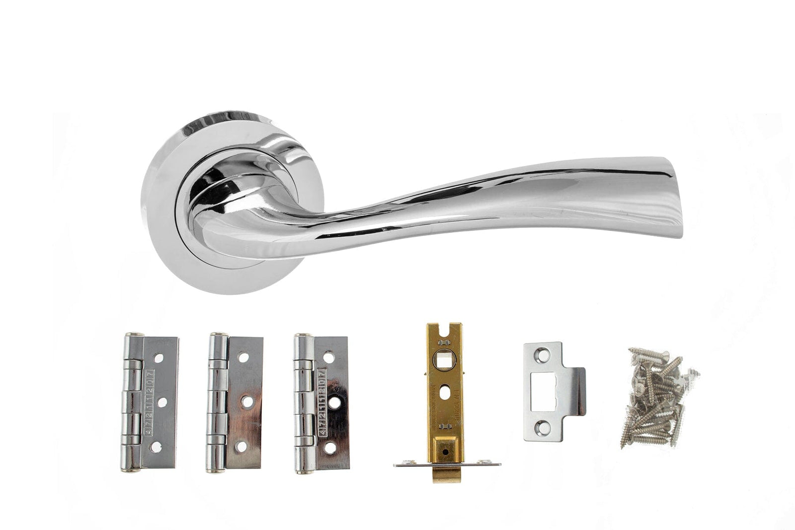 Atlantic Wave Dorpac 2.5" Latch, 3" x 2" Hinges x3 in Polished Chrome Door Handle Pack Atlantic