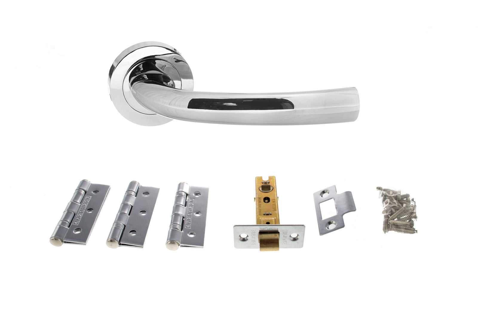 Atlantic Nevada Dorpac 2.5" Latch, 3" x 2" Hinges x3 in Polished Chrome Door Handle Pack Atlantic