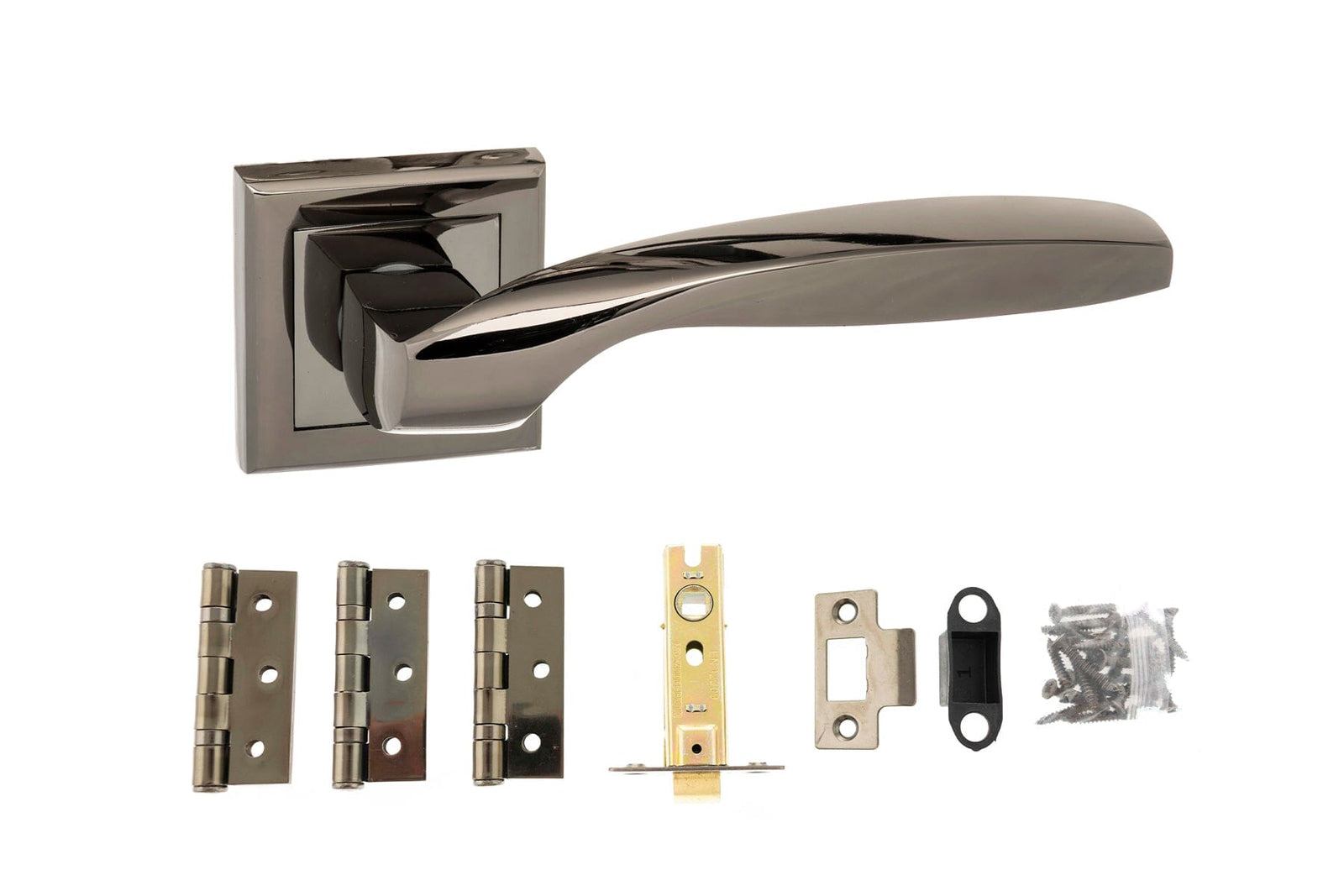 Atlantic Oklahoma Dorpac 2.5" Latch, 3" x 2" Hinges x3 in Black Nickel Door Handle Pack Atlantic