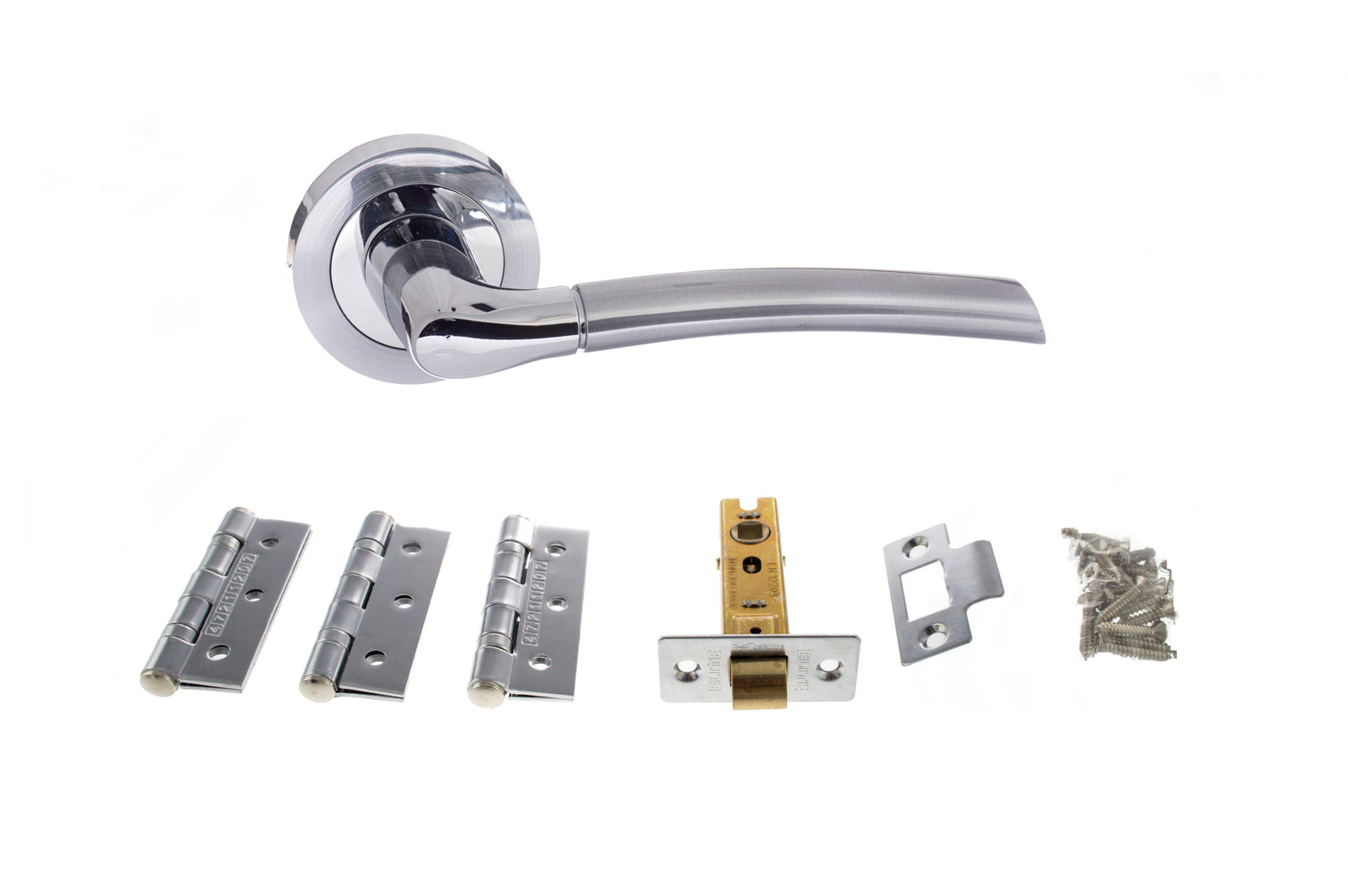 Atlantic Indiana Dorpac 2.5" Latch, 3" x 2" Hinges x3 in Polished Chrome Door Handle Pack Atlantic