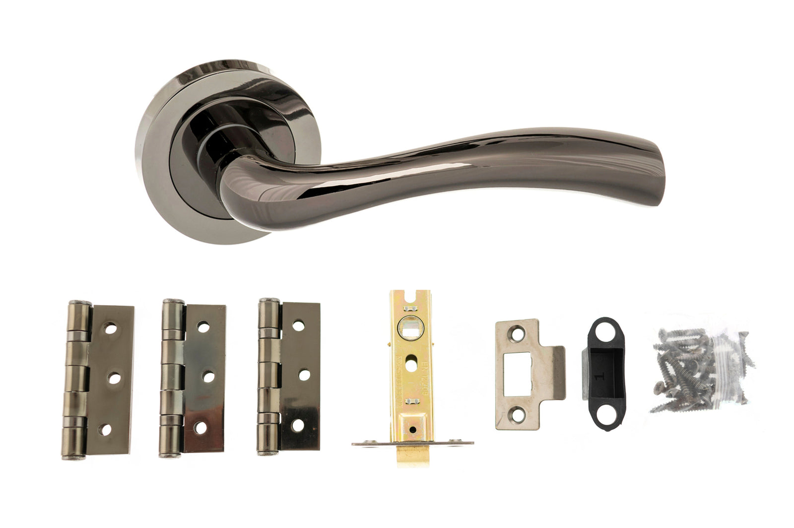 Atlantic Texas Dorpac 2.5" Latch, 3" x 2" Hinges x3 in Black Nickel Door Handle Pack Atlantic