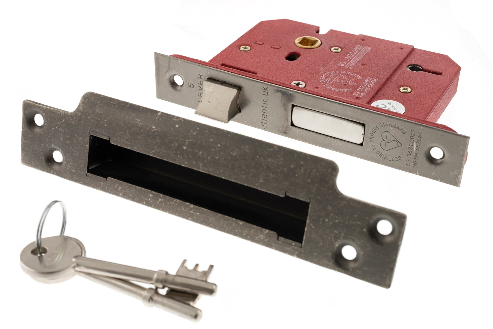 Atlantic 5 Lever Key Sashlock British Standard 3" Sashlock Atlantic 3" Distressed Silver