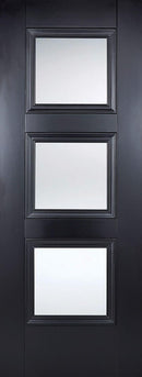 Black Amsterdam Glazed 3 Light Primed Internal Door Internal Door LPD Doors