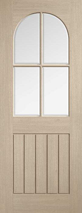 Blonde Oak Mexicano Arched Square Top Glazed Pre-Finished Internal Door