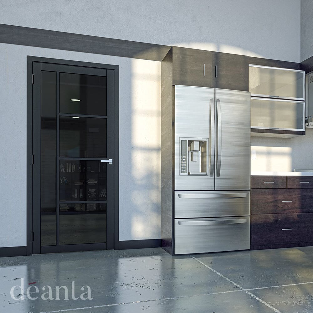 Brixton Black Primed Tinted Glazed Internal Door Internal Door Deanta