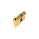 AGB Euro Profile 5 Pin Double Cylinder 35-35mm (70mm) in Polished Brass Cylinder Atlantic