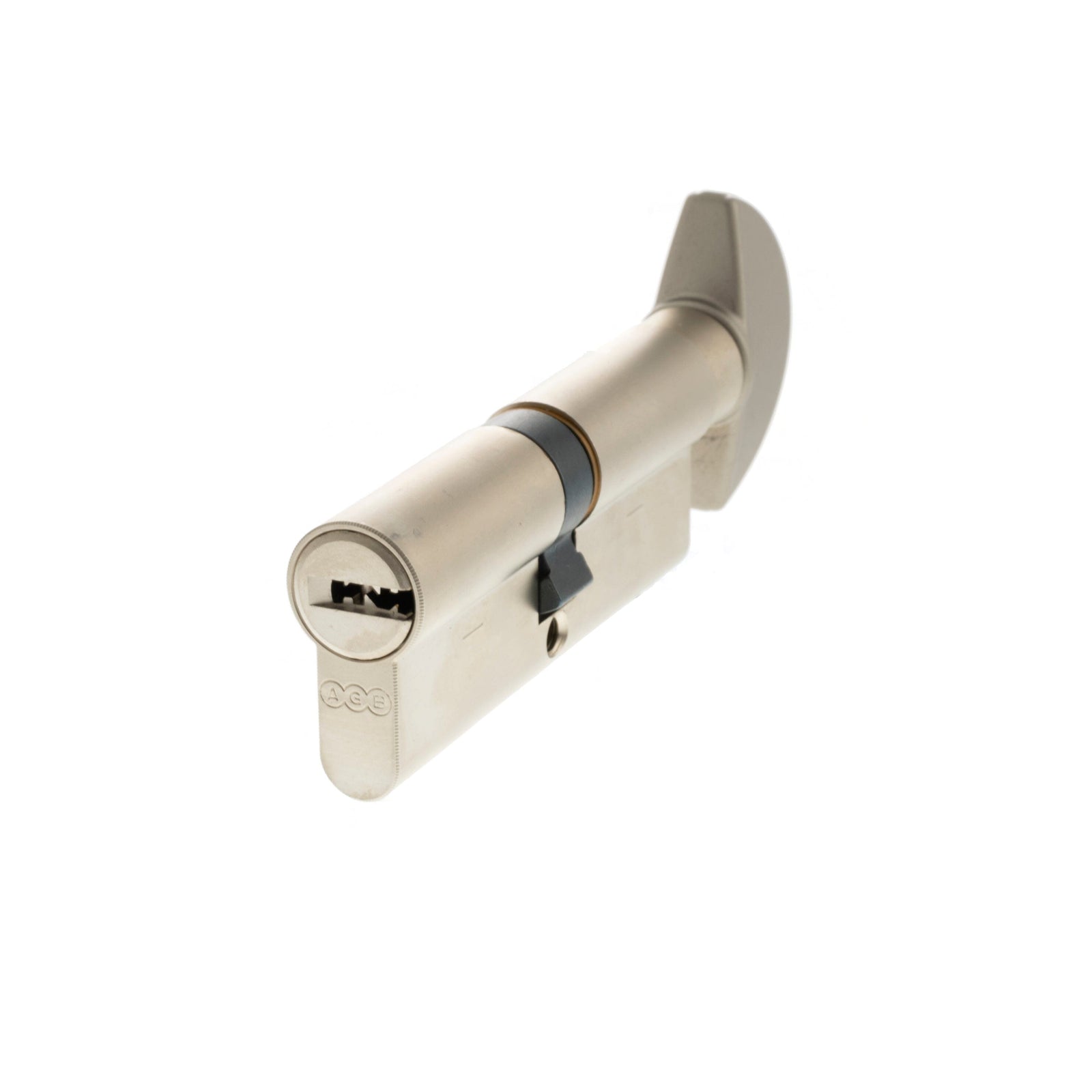 AGB Euro Profile 15 Pin Cylinder Key to Turn 40-40mm (80mm) in Satin Nickel Cylinder Atlantic