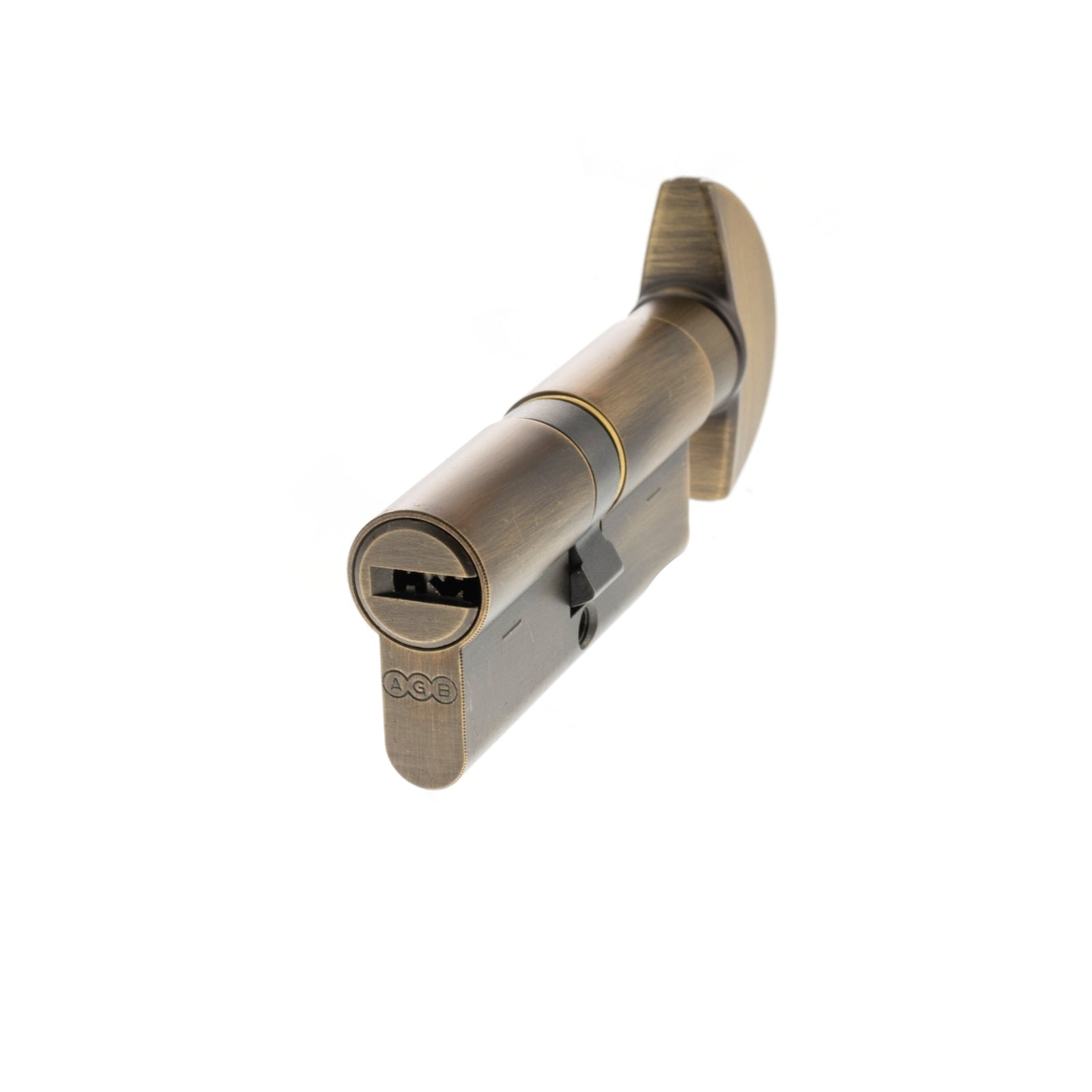 AGB Euro Profile 15 Pin Cylinder Key to Turn 35-35mm (70mm) in Matt Antique Brass Cylinder Atlantic