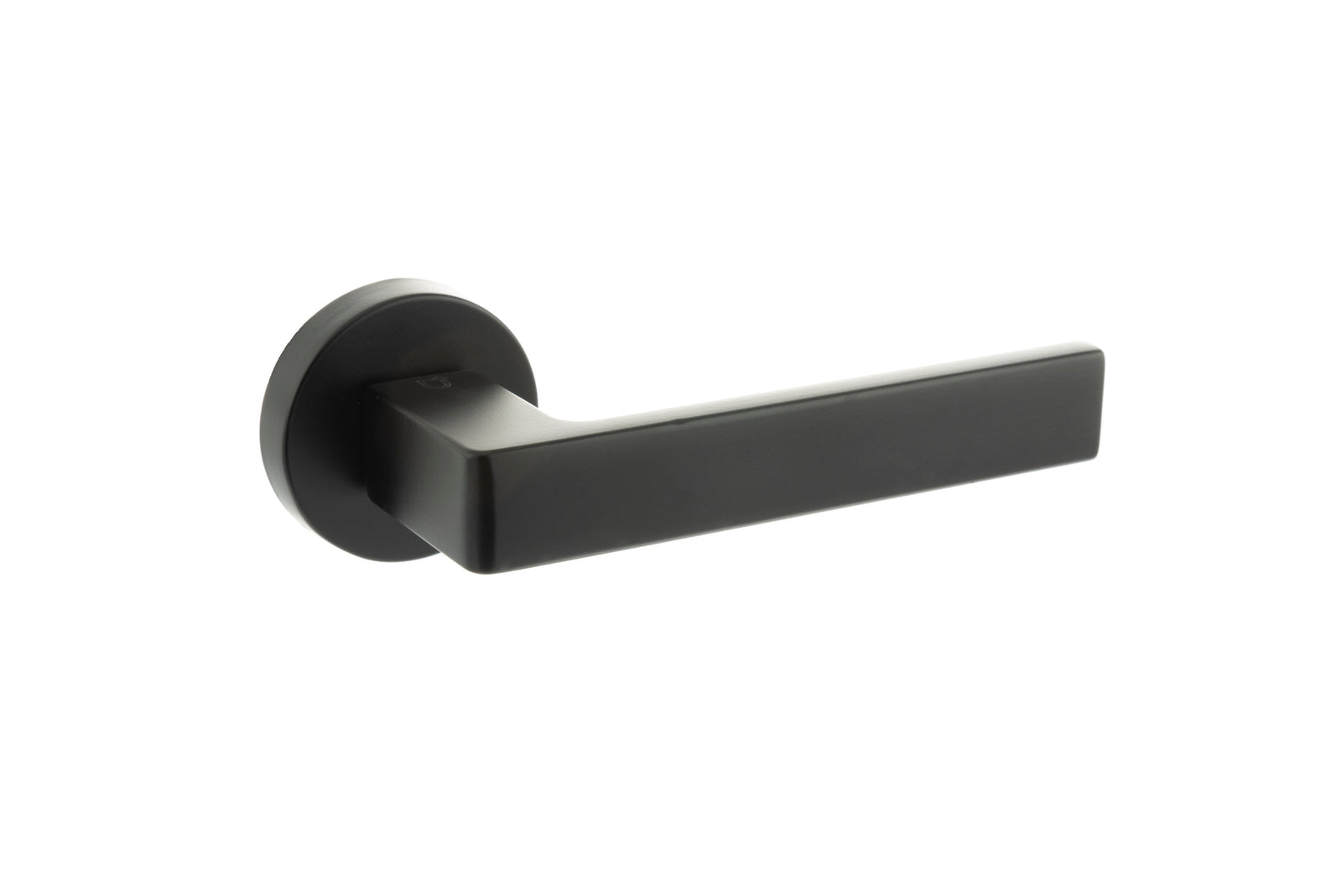CleanTouch Anti-Bac Forme Asti Designer Lever Minimal Round Rose in Matt Black Designer Lever Handle Atlantic