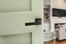 CleanTouch Anti-Bac Forme Asti Designer Lever Minimal Square Rose in Matt Black Designer Lever Handle Atlantic