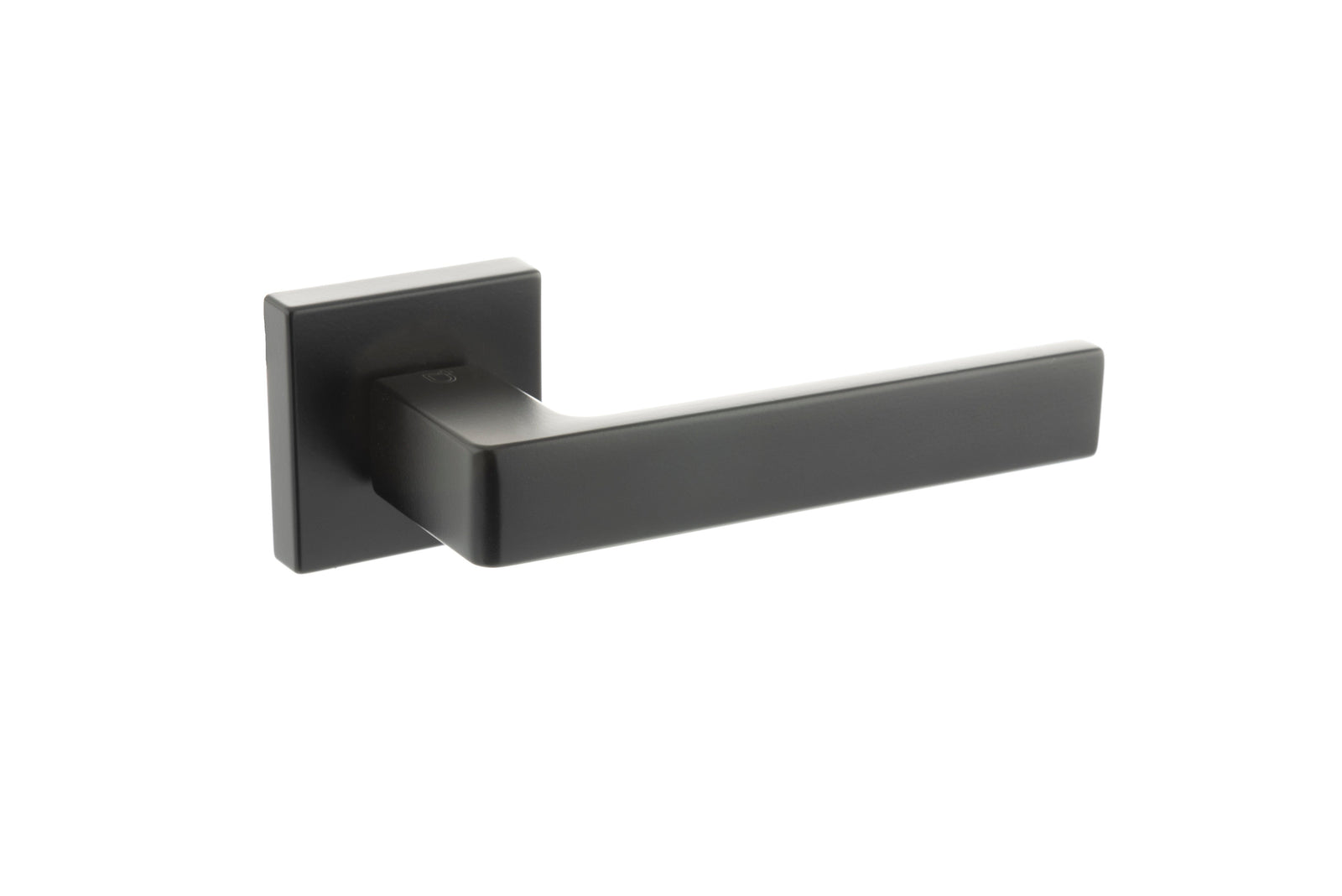CleanTouch Anti-Bac Forme Asti Designer Lever Minimal Square Rose in Matt Black Designer Lever Handle Atlantic