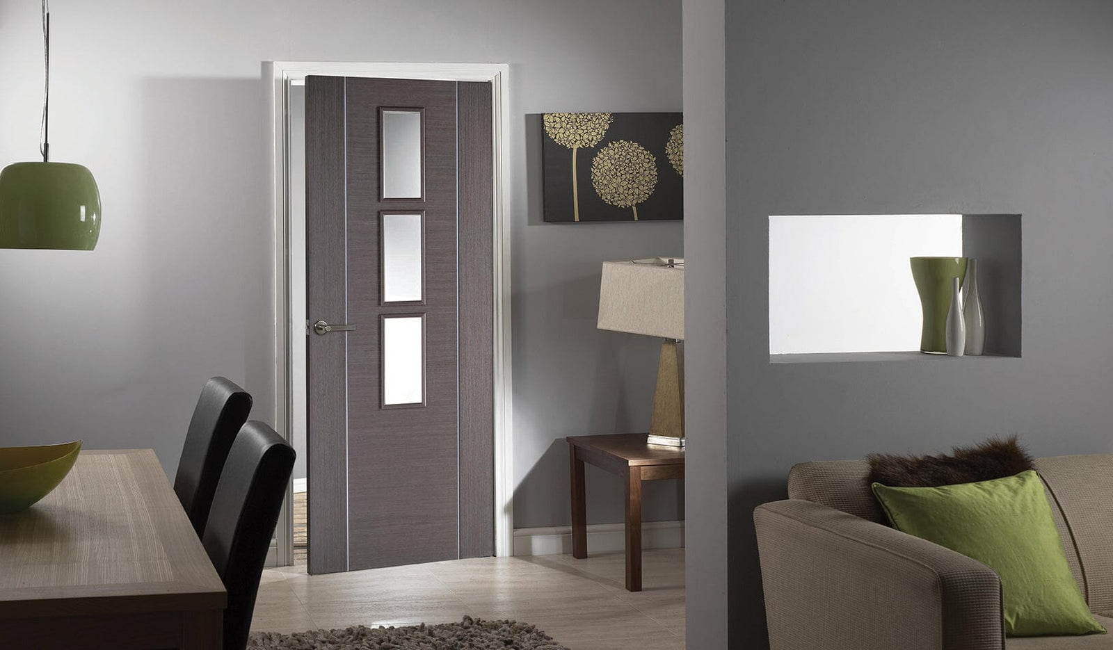 Chocolate Grey Alcaraz Glazed 3 Light Pre-Finished Internal Door Internal Door LPD Doors
