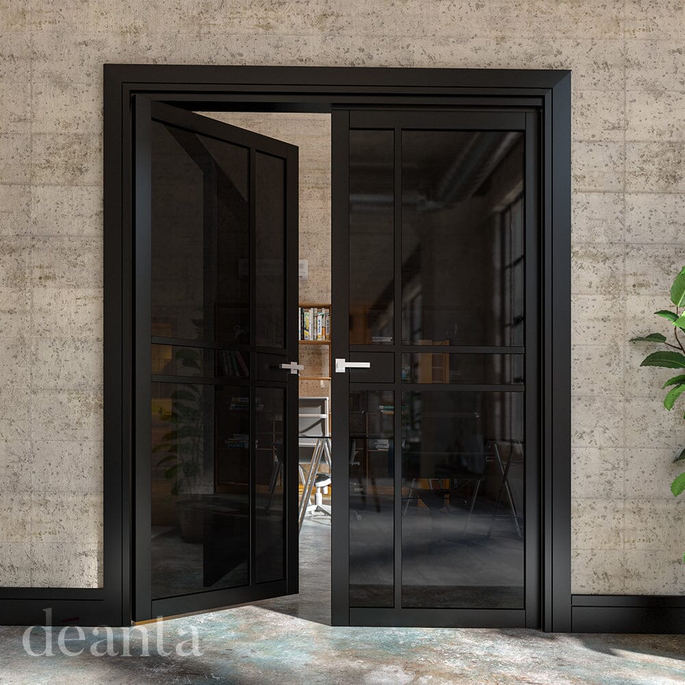Dalston Black Primed Tinted Glazed Internal Door Internal Door Deanta