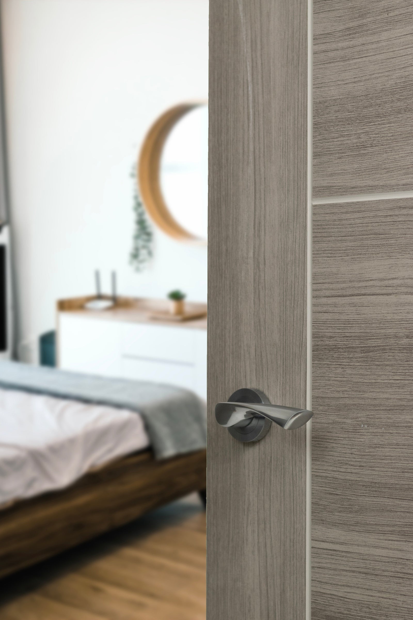 Eco Aqua Aluminium Lever Round Rose (Latch & Hinges Included) Lever on Round Rose Atlantic
