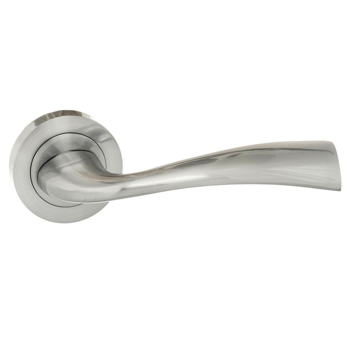 Eco Wave Aluminium Lever Round Rose (Latch & Hinges Included) Lever on Round Rose Atlantic Set Satin Chrome
