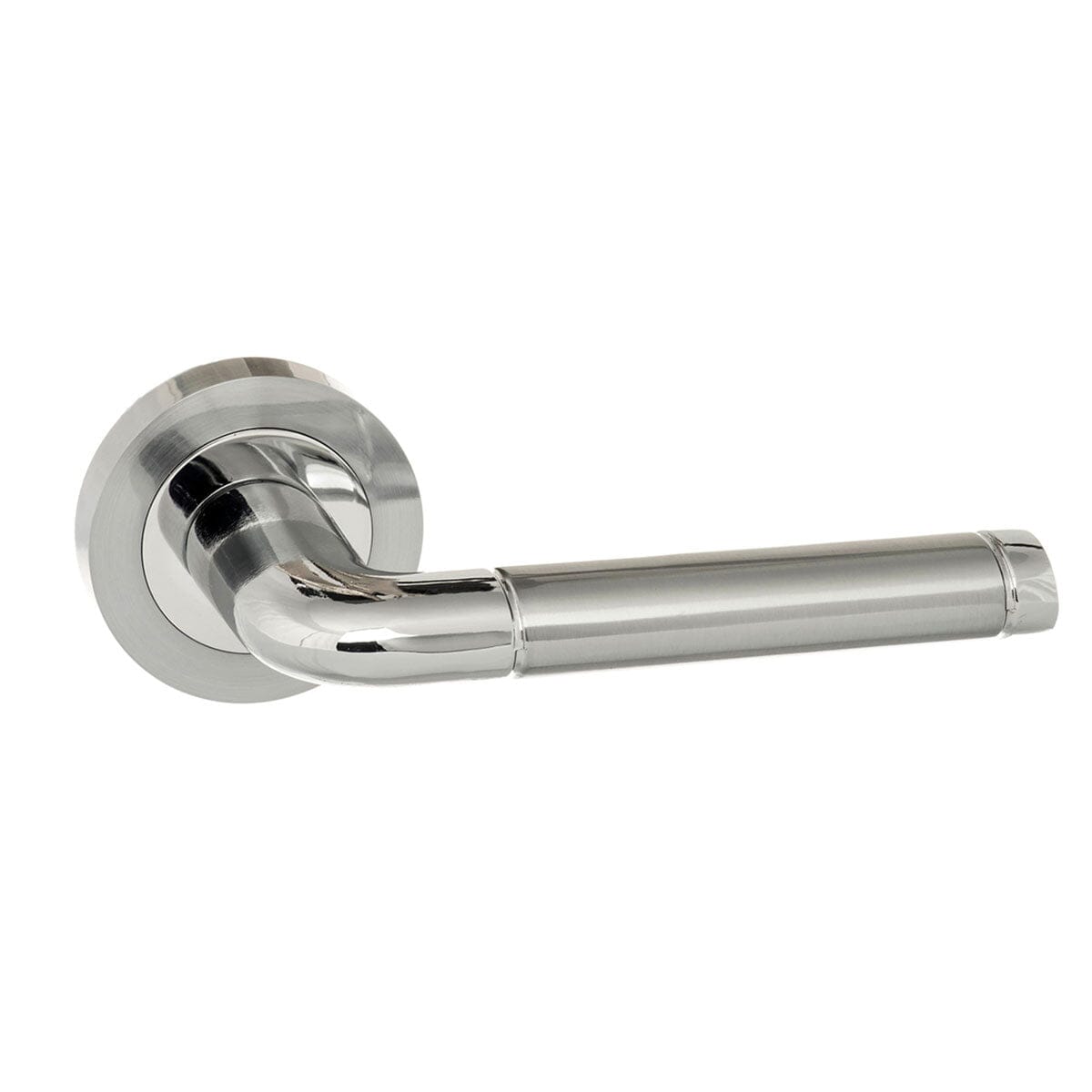 Eco Ocean Aluminium Lever Round Rose in Satin Chrome/Polished Chrome Lever on Round Rose Atlantic