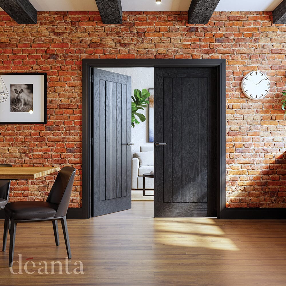 Ely Brushed Black Oak FD30 FSC Internal Fire Door Internal Door Deanta