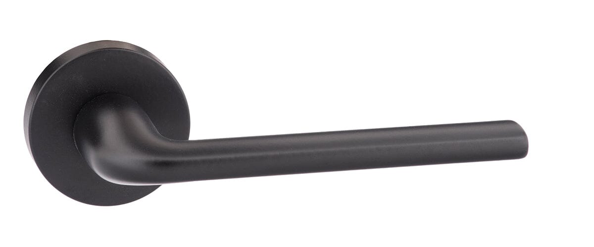 Forme Milly Designer Lever Minimal Round Rose in Matt Black Designer Lever Handle Atlantic