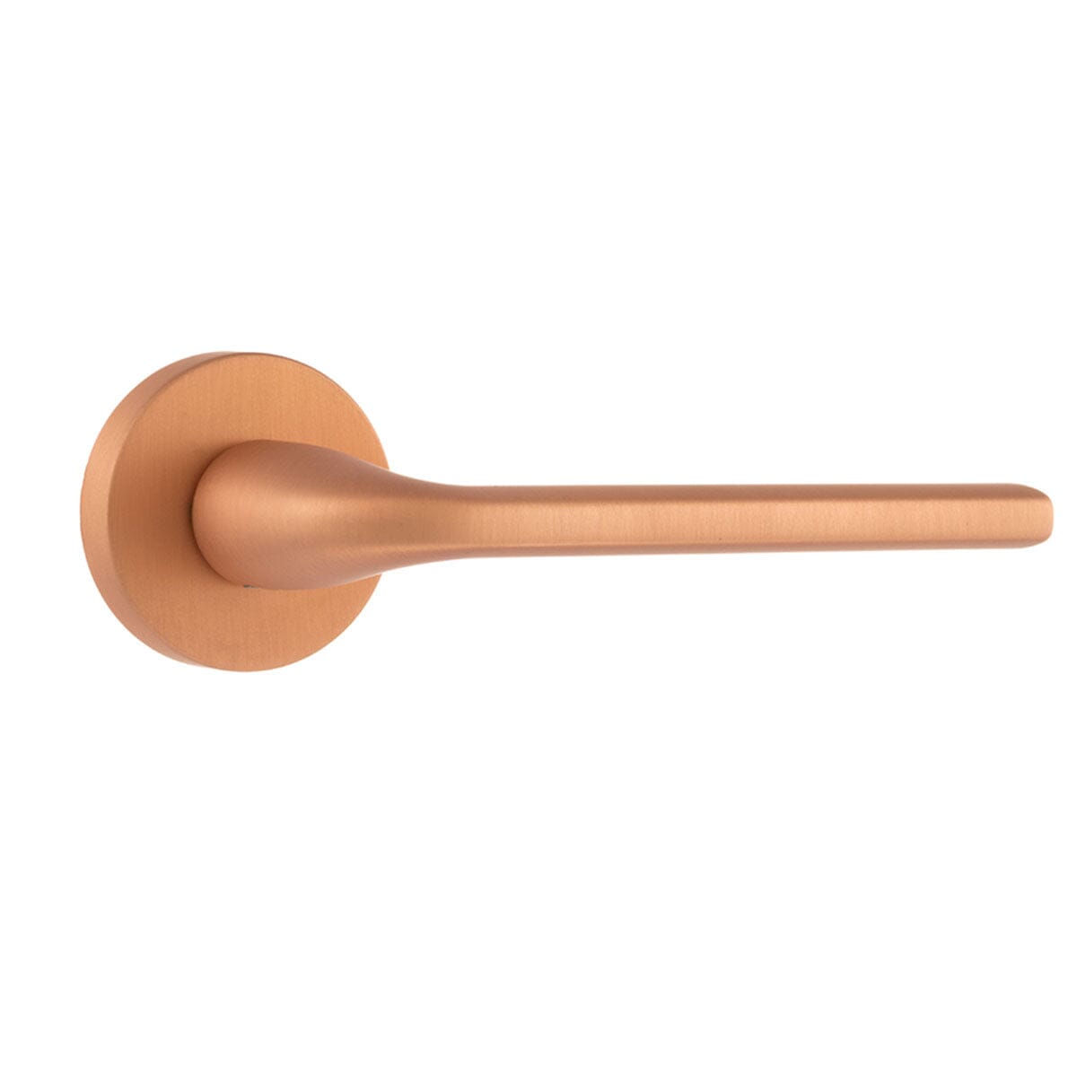 Forme Milly Designer Lever Minimal Round Rose (Latch & Hinges Included) Designer Lever Handle Atlantic Set Urban Satin Copper
