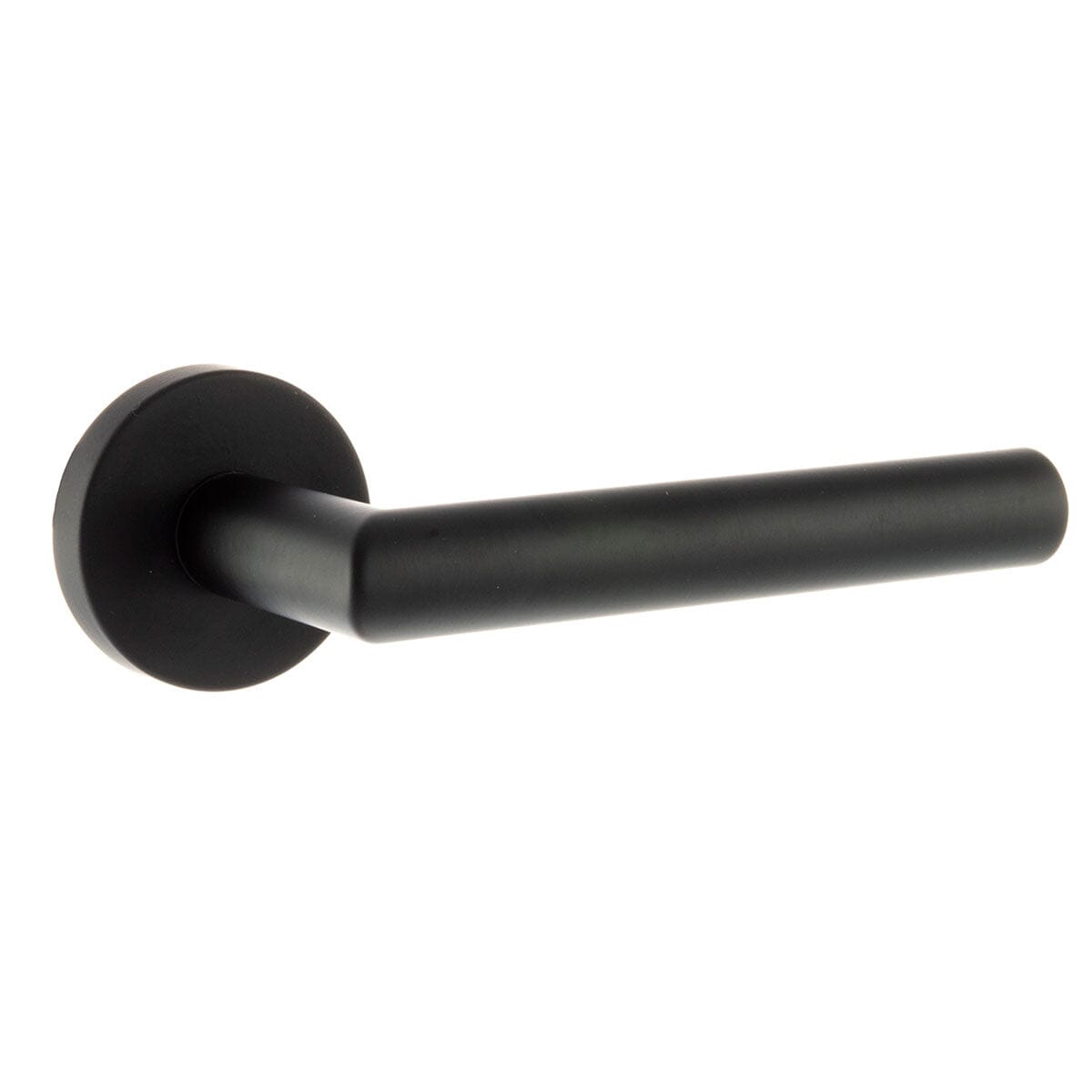 Forme Elle Designer Lever Minimal Round Rose in Matt Black Designer Lever Handle Atlantic