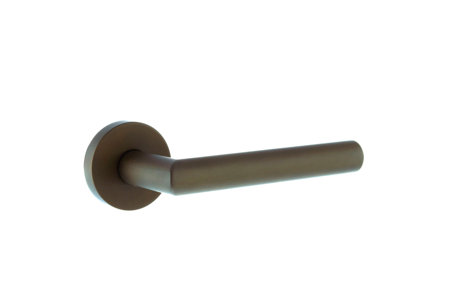 Forme Elle Designer Lever Minimal Round Rose (Latch & Hinges Included) Designer Lever Handle Atlantic Set Urban Dark Bronze
