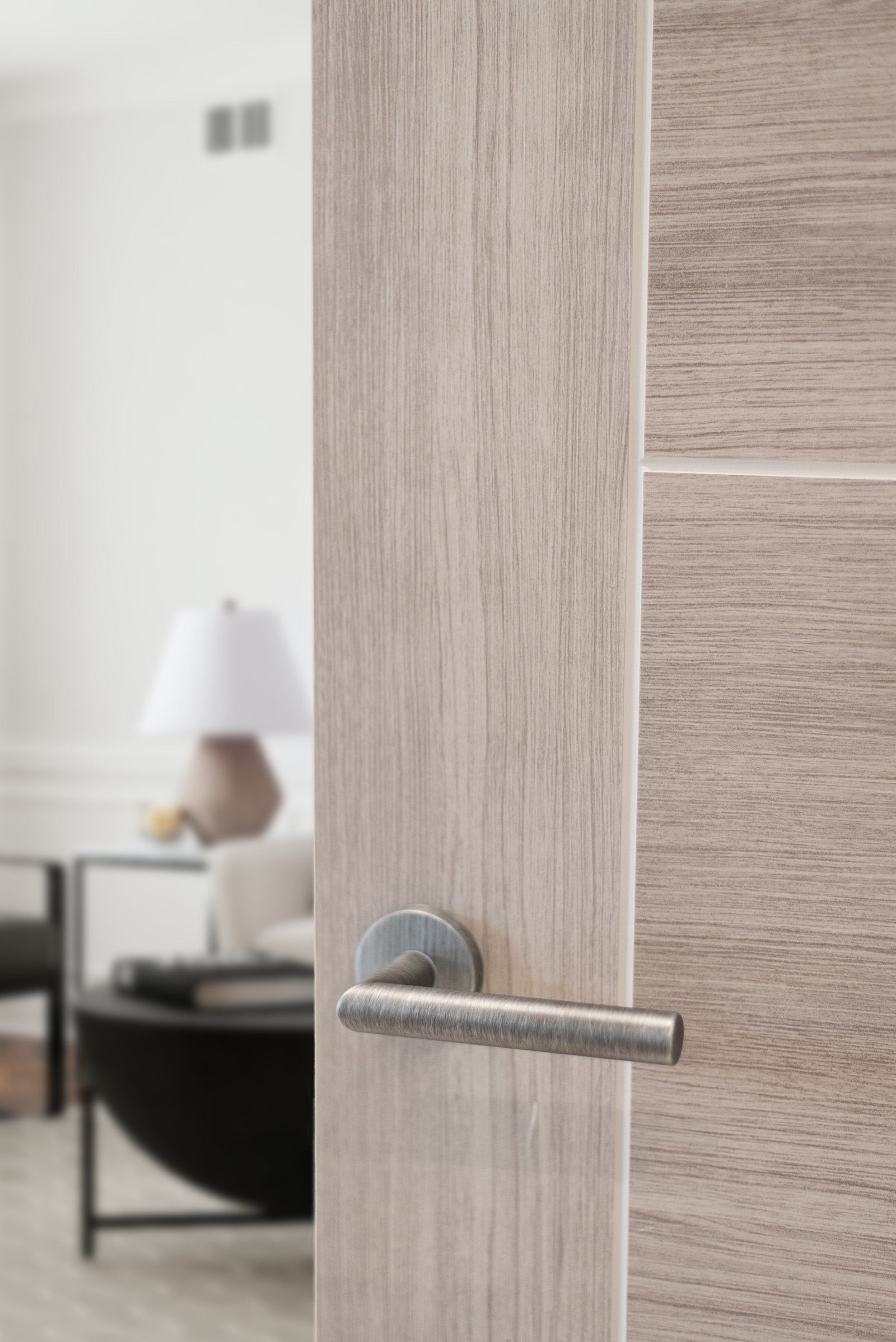 Forme Elle Designer Lever Minimal Round Rose (Latch & Hinges Included) Designer Lever Handle Atlantic