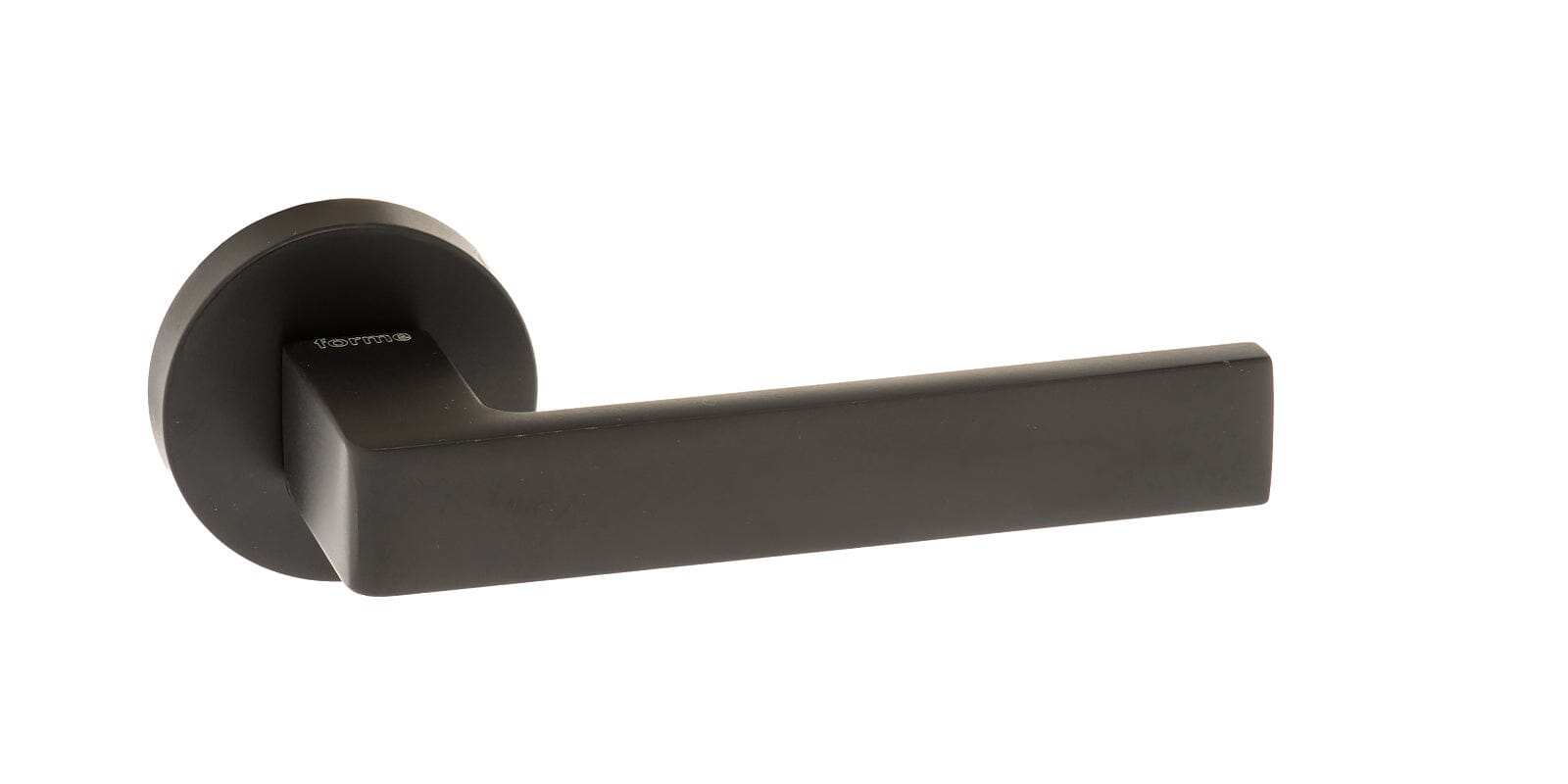 Forme Asti Designer Lever Minimal Round Rose in Matt Black Designer Lever Handle Atlantic