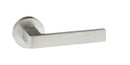 Forme Asti Designer Lever Minimal Round Rose (Latch & Hinges Included) Designer Lever Handle Atlantic Set Satin Chrome