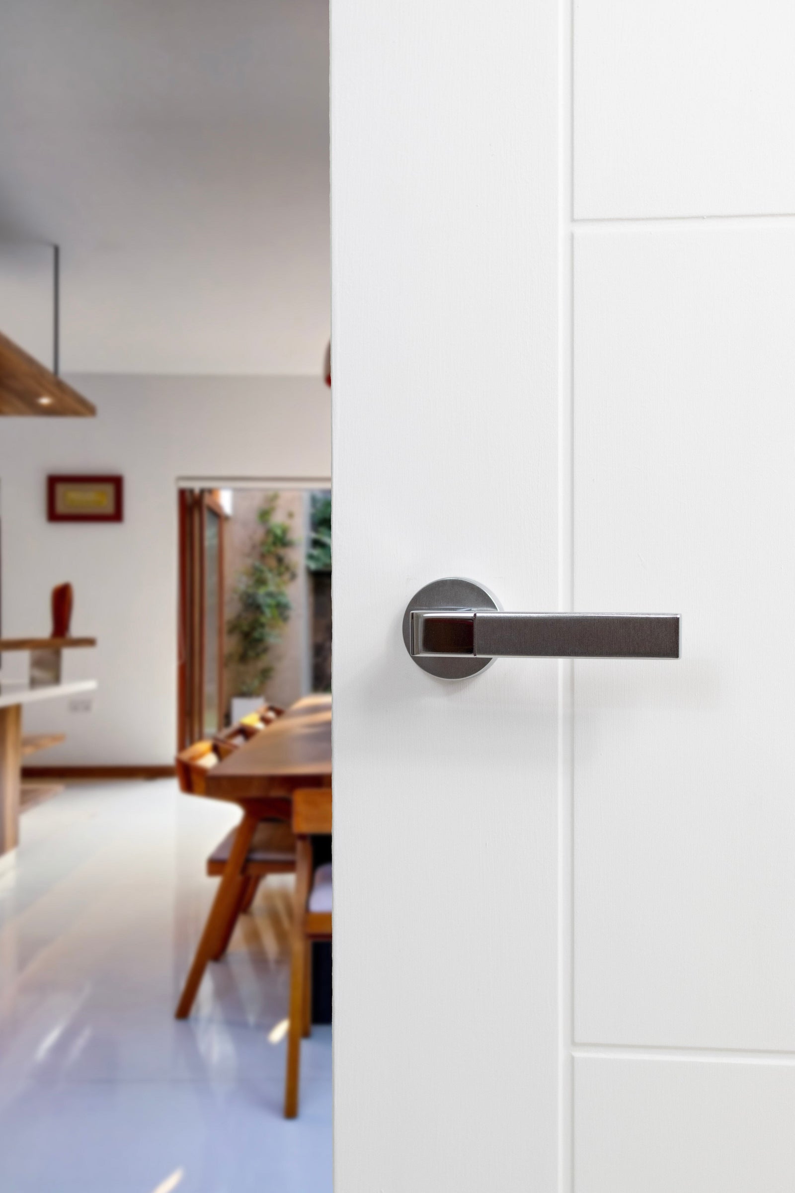 Forme Asti Designer Lever Minimal Round Rose (Latch & Hinges Included) Designer Lever Handle Atlantic