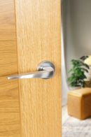 Forme Foglia Designer Lever Minimal Round Rose (Latch & Hinges Included) Designer Lever Handle Atlantic