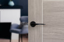 Forme Foglia Designer Lever Minimal Round Rose in Matt Black Designer Lever Handle Atlantic