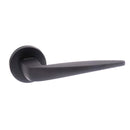 Forme Foglia Designer Lever Minimal Round Rose in Matt Black Designer Lever Handle Atlantic