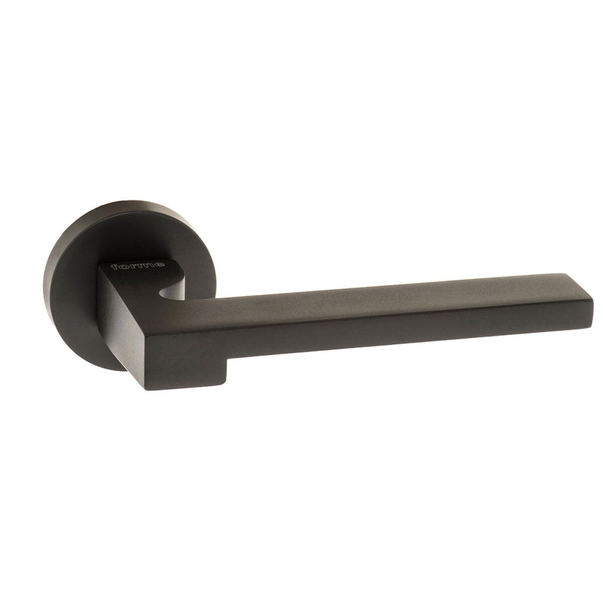 Forme Ginevra Designer Lever Minimal Round Rose in Matt Black Designer Lever Handle Atlantic