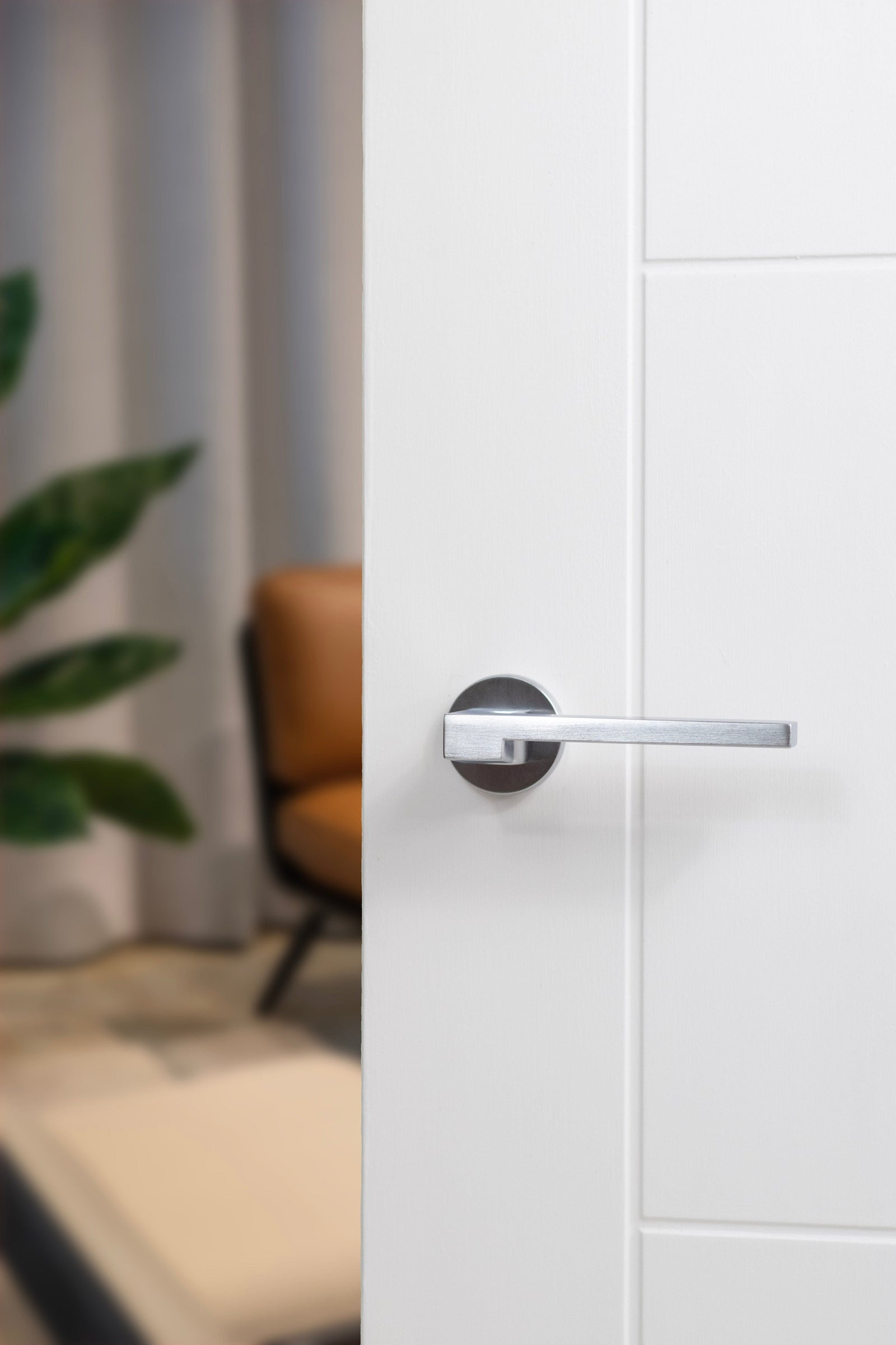 Forme Ginevra Designer Lever Minimal Round Rose (Latch & Hinges Included) Designer Lever Handle Atlantic