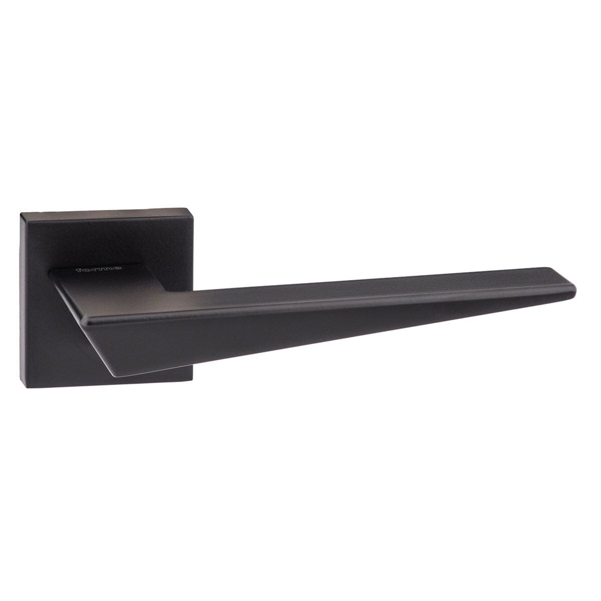 Forme Naxos Designer Lever Minimal Square Rose in Matt Black Designer Lever Handle Atlantic