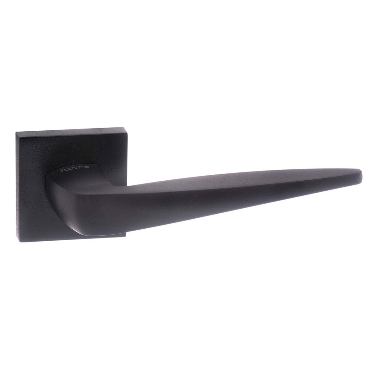 Forme Foglia Designer Lever Minimal Square Rose in Matt Black Designer Lever Handle Atlantic