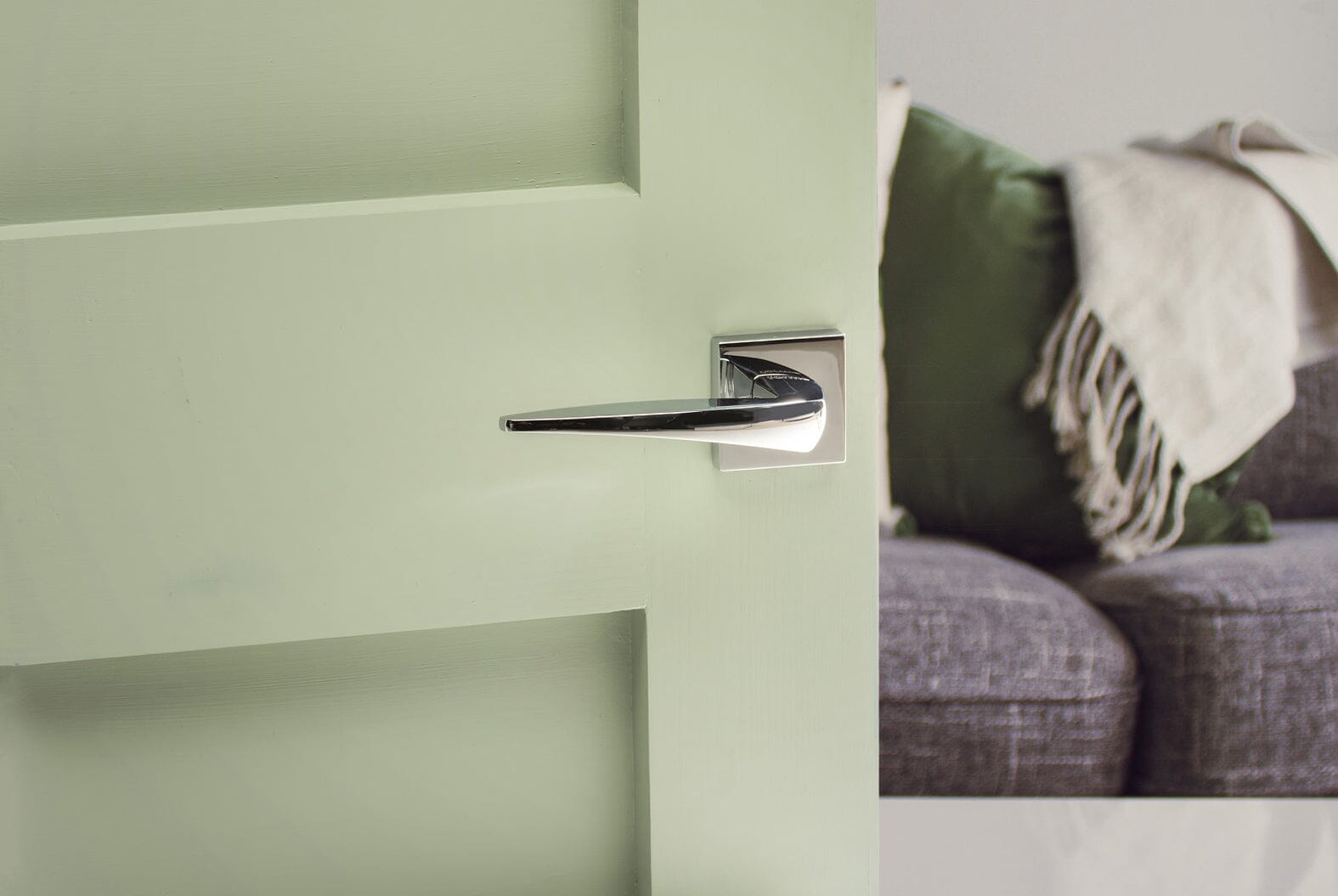 Forme Foglia Designer Lever Minimal Square Rose (Latch & Hinges Included) Designer Lever Handle Atlantic