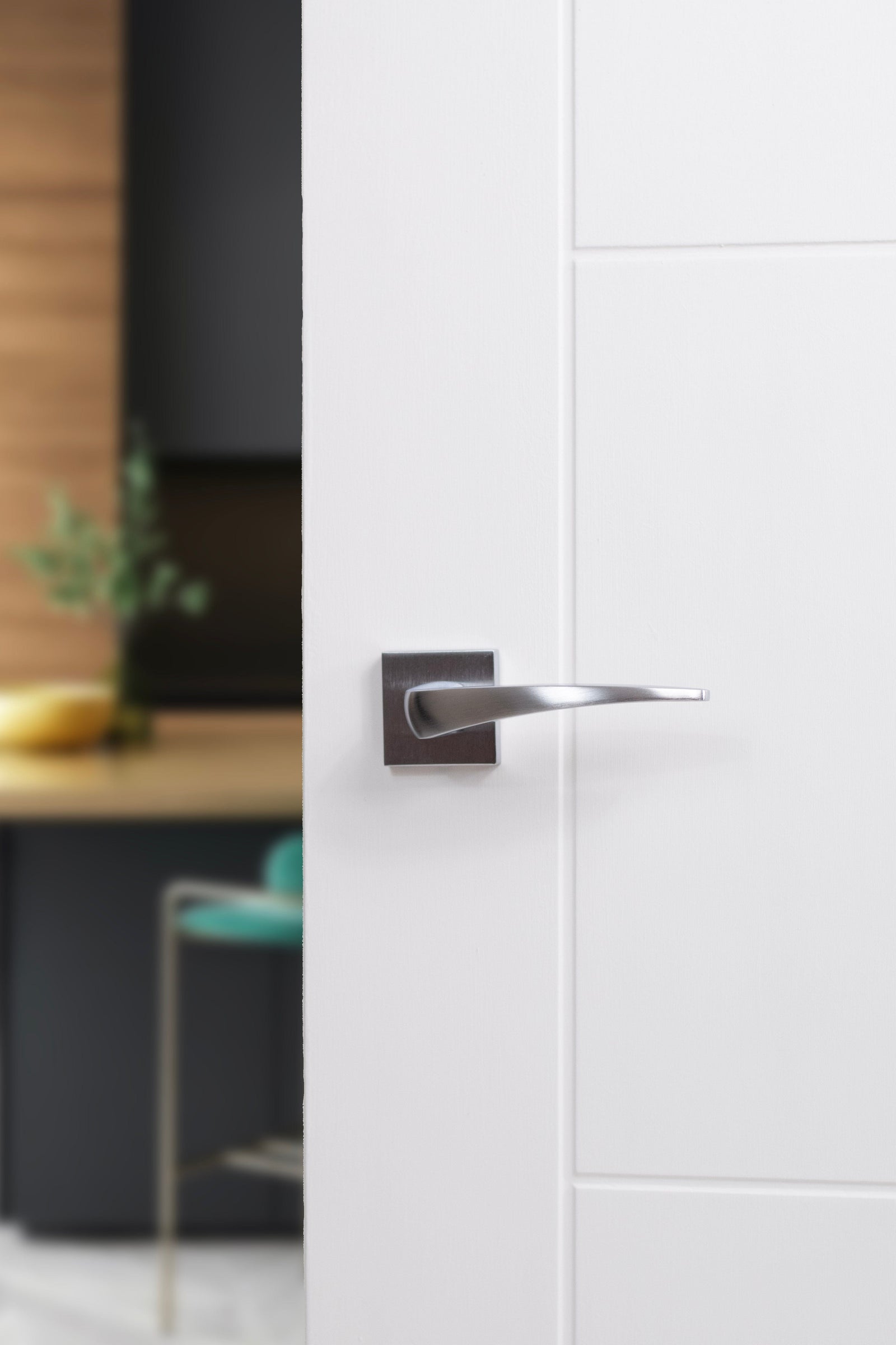 Forme Foglia Designer Lever Minimal Square Rose (Latch & Hinges Included) Designer Lever Handle Atlantic