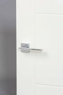 Forme Boston Designer Lever Minimal Square Rose in Matt Black Designer Lever Handle Atlantic