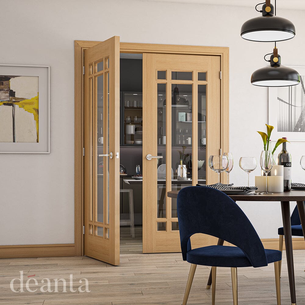 Kerry Unfinished Oak Bevelled Glazed Internal Door Internal Door Deanta