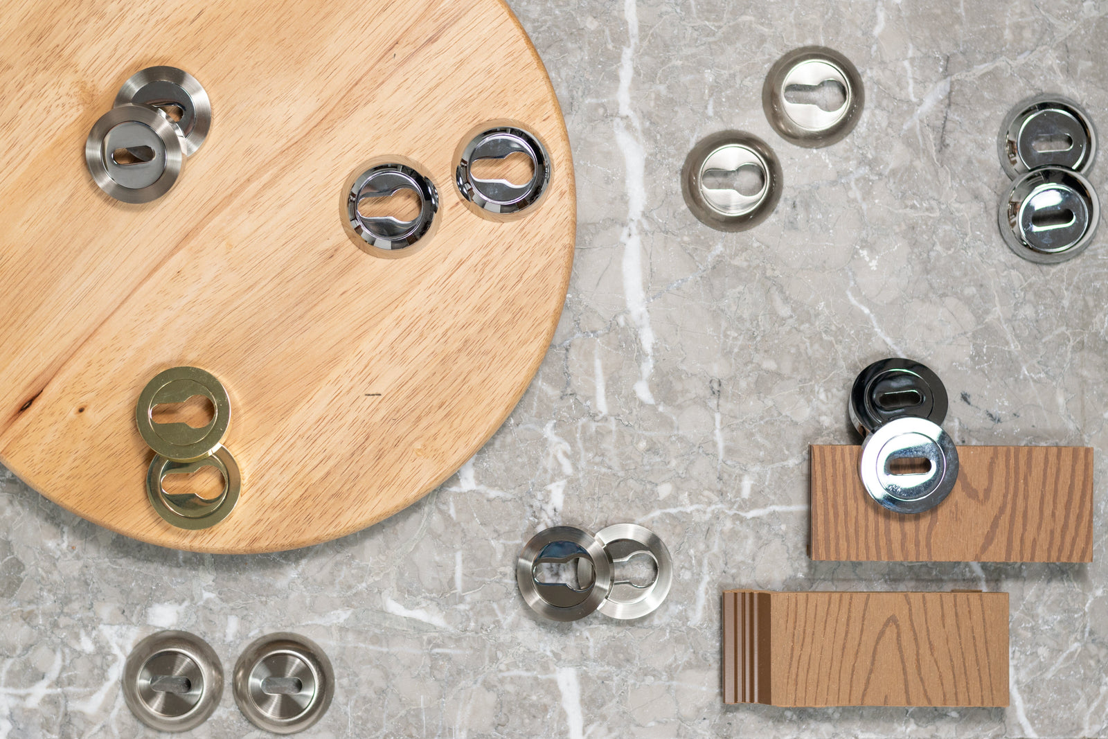 Mediterranean Euro Escutcheon Round "C" Rose in Satin Nickel Escutcheon Atlantic