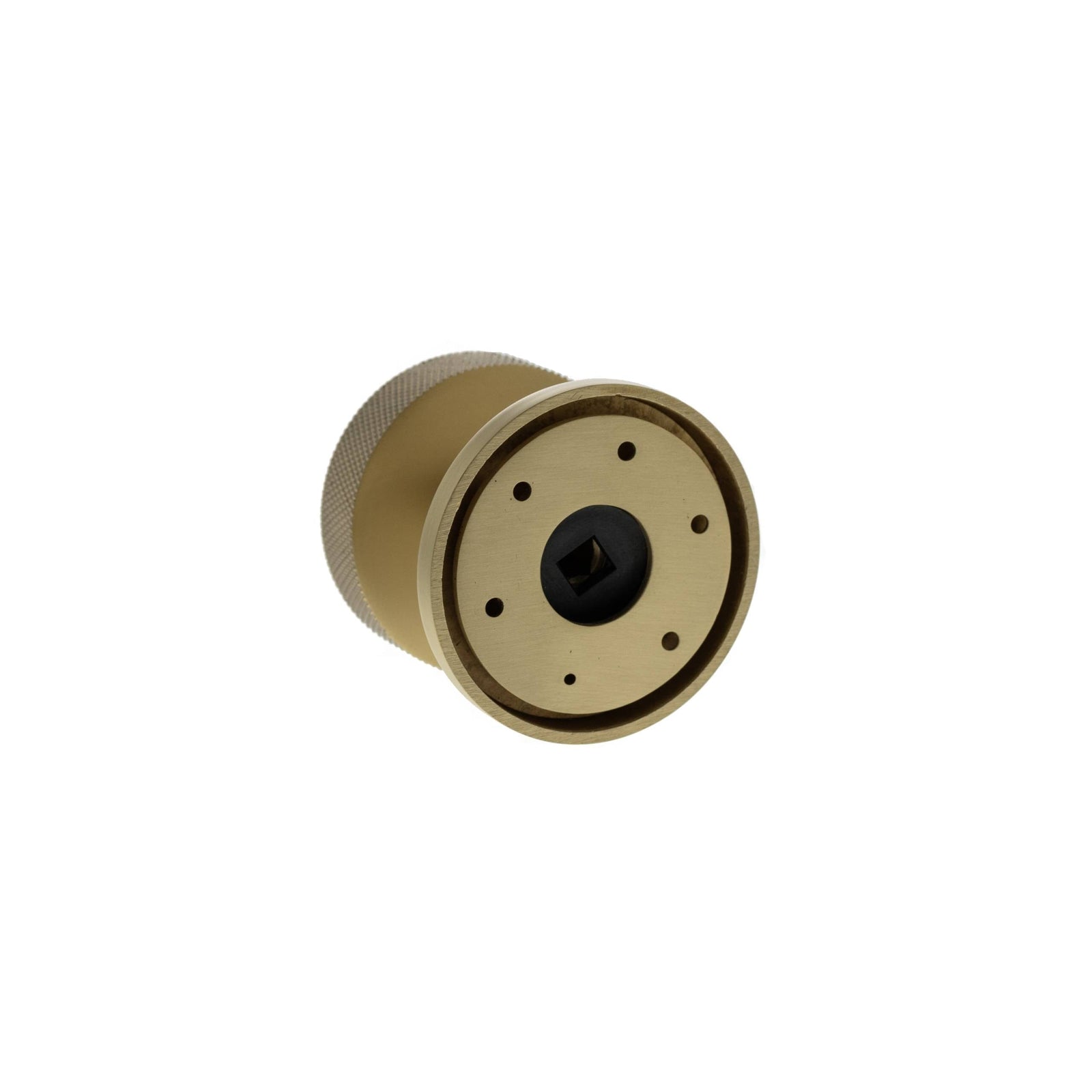 Millhouse Brass Harrison Solid Brass Knurled Mortice Door Knob on Concealed Fix Rose in Satin Nickel Door Knob Atlantic