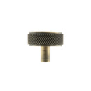 Millhouse Brass Hargreaves Disc Knurled Cabinet Knob Concealed Fix in Antique Brass Cupboard Knob Atlantic