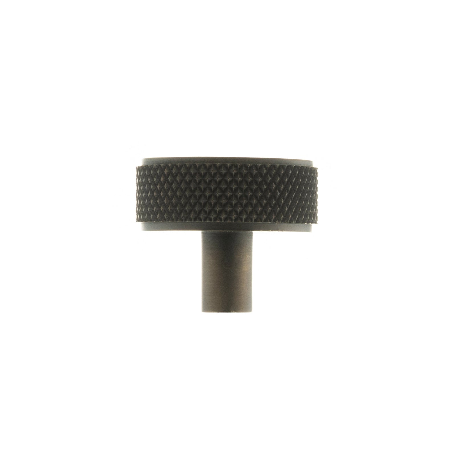 Millhouse Brass Hargreaves Disc Knurled Cabinet Knob Concealed Fix Cupboard Knob Atlantic Each Urban Dark Bronze