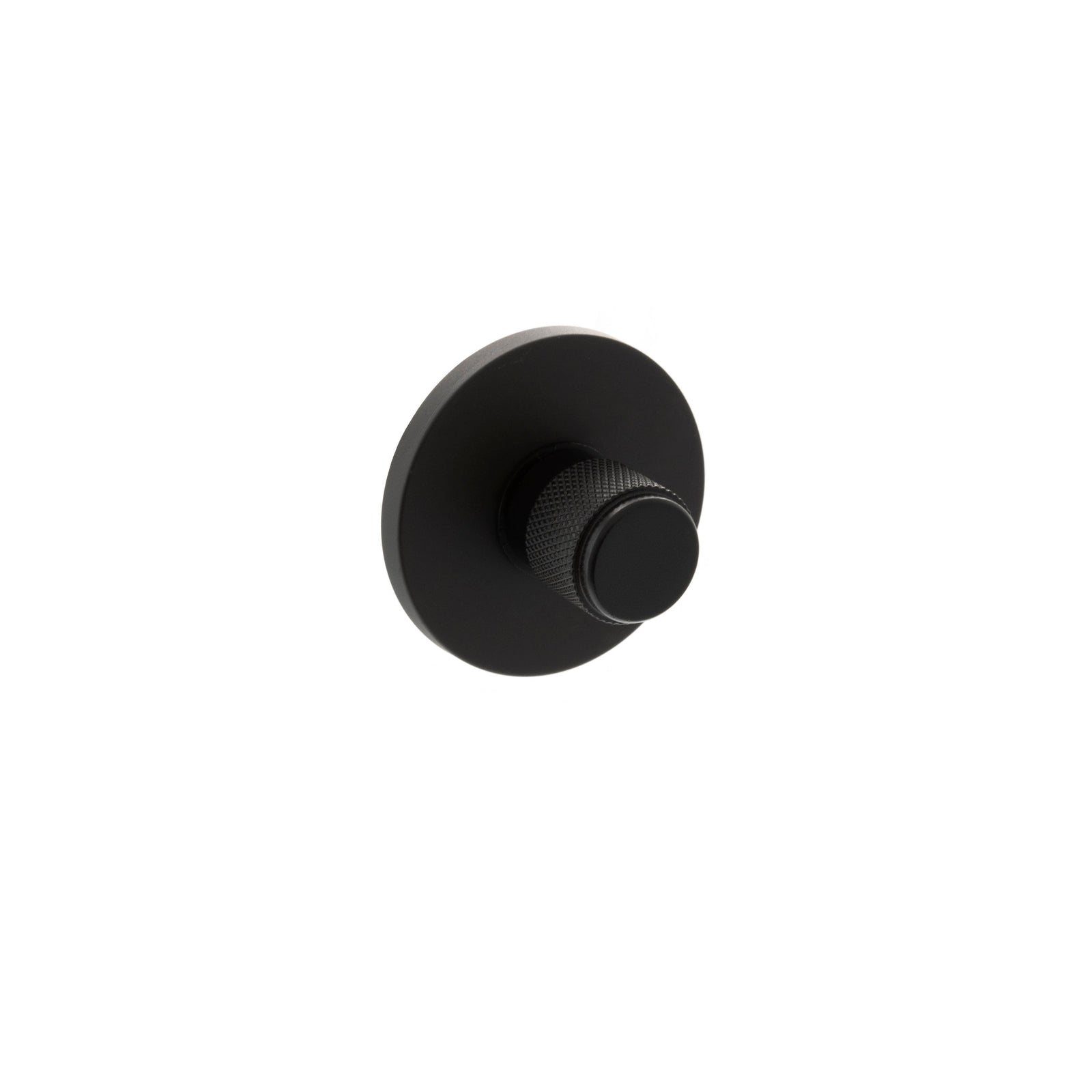 Millhouse Brass Knurled WC Turn and Release 5mm Slimline Round Rose in Matt Black Bathroom Lock Atlantic