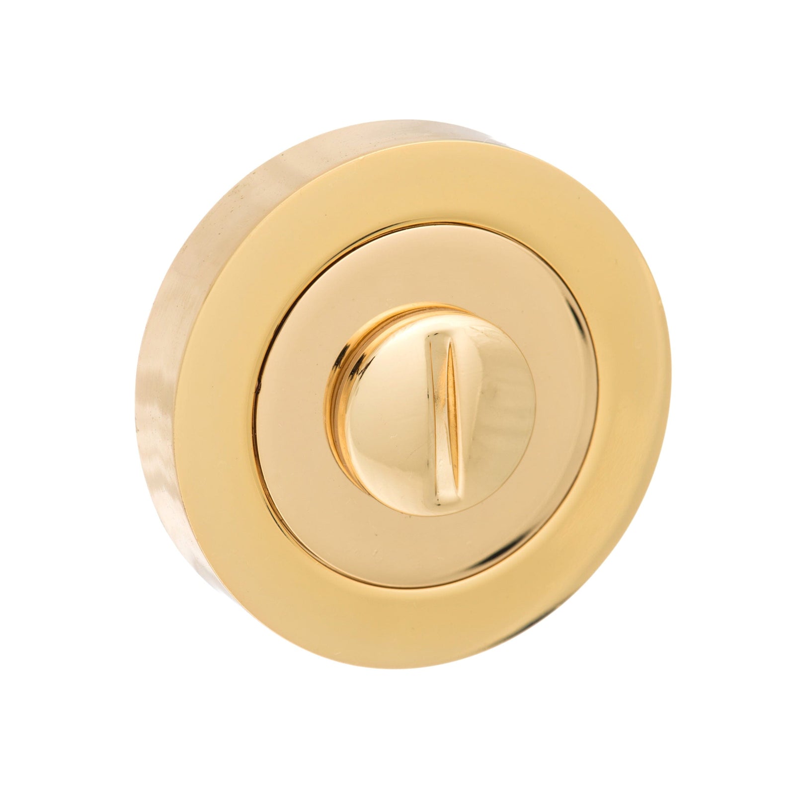 Mediterranean WC Turn and Release Round Rose in Polished Brass Bathroom Lock Atlantic